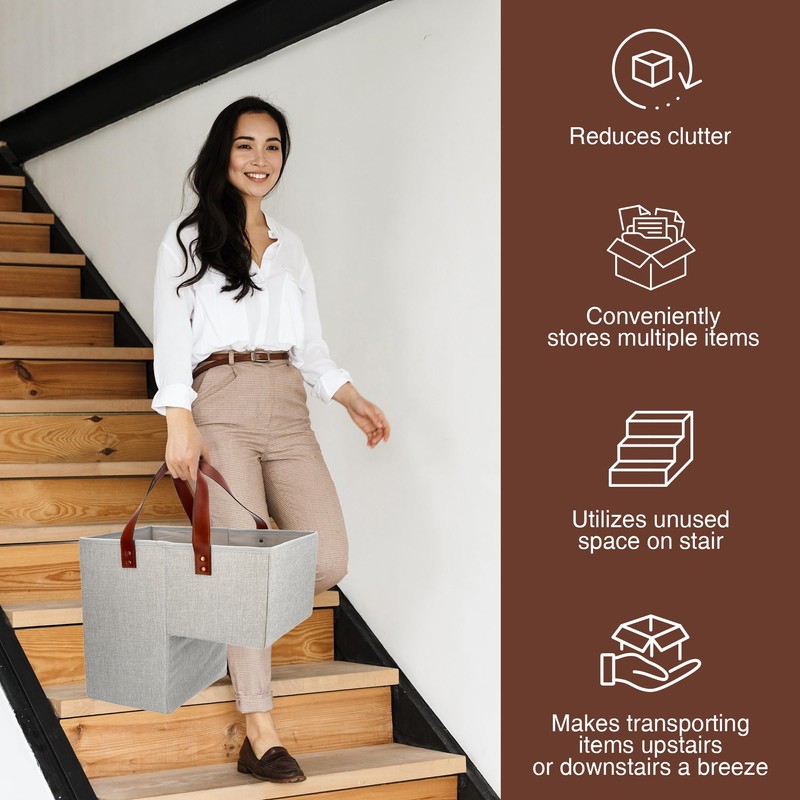 SAM AND MABEL Stair Baskets for Carpeted and Wooden Stairs
