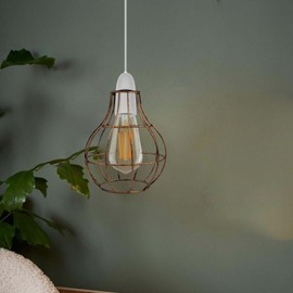 LEDSone 2 Pack of Modern Easy fit Geometric Metal Wire Cage Pendant Lighting Ceiling Light Shade, Indoor Pendant Light Shade lamp Shade for Kitchen, Bedroom. (Brushed Copper, 2 Pack)