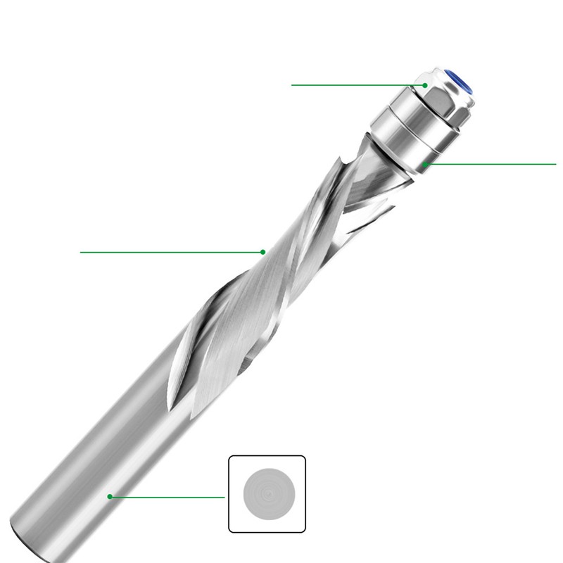 Compression Flush Trim Router Bit Cemented Carbide 1/2 Shank Spiral