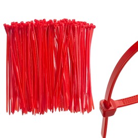 MEXRUMI Pack of 100 Cable Ties, Red Cable Ties, Professional Cable Ties, Cable Ties, Cable Ties, Cable Ties, High Temperature, Chemical Resistant (200 x 3 mm)