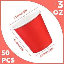Huaiid 50 Pack 3 oz Paper Cups Red, Small Bathroom Cups Disposable Mouthwash Cups, Espresso Paper Cups for Party Travel Picnic BBQ