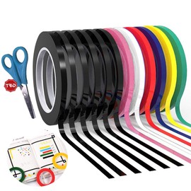 Hsxfl 12 Pack 3mm 1/8 Inch Width Graphic Art Thin Tape, Self-Adhesive Whiteboards Dry Erase Line Gridding Tape, 216 Feet Long per Roll (Multi colors)