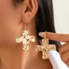 14K Gold Big Cross Dangle Earrings for Women Dainty Large