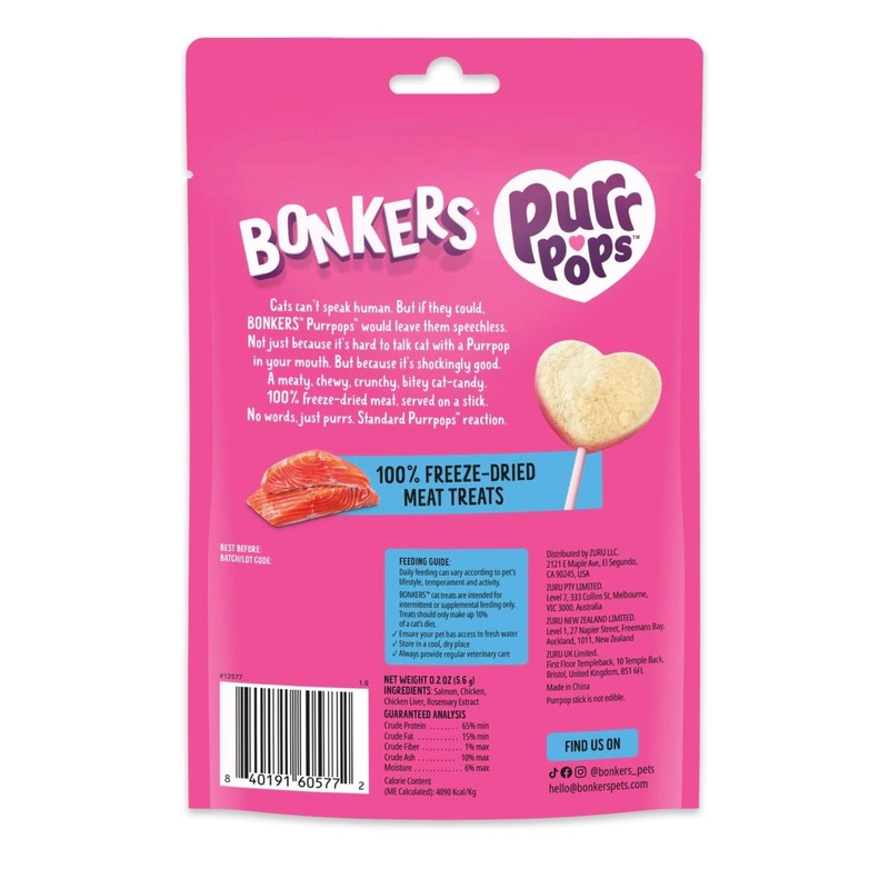 Purr Pops Tuna and Salmon Flavored Cat Treat Lollipops, Pack