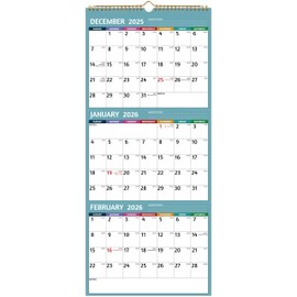2026 Wall Calendar - 3 Month Calendar 2026 Vertical, Jan 2026 - Dec 2026, 3 Month Wall Calendar 2026, 11 x 26 In Open, 2026 Calendar with Large Print, Holidays, Thick Paper, Priorities ＆ Notes