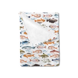 Freshwater Fishes Baby Blanket for Boy Girl Watercolor Fish Swaddle Blanket Outdoor Fishing Lovers Gift Bed Blanket Crib Newborn Toddler Nursery Receiving Blankets Daycare Playmat 30x40