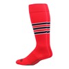 MadSportsStuff Dugout 3 Stripe Baseball Socks (Scarlet/Navy/White, Medium) - Scarlet/Navy/White,Medium