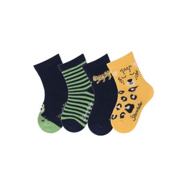Sterntaler Socks Pack of 4 Crocodile, Stripes, Tiger and Leopard - Baby Socks for Boys - Baby Socks with Rib Pattern - Socks for Babies in Set, navy