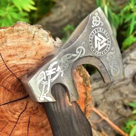 handmade viking handmade forged 1095 carbon steel double head axe tomahawk leather sheath