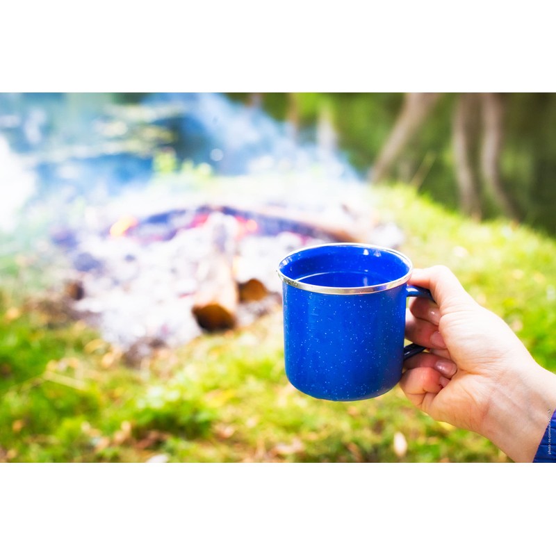 CAO Enamel Mugs 380ml Camping Hiking Adult Unisex Blue 8cm