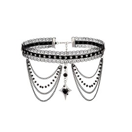 CHIC DIARY Black Necklace for Women Lace Choker Vintage Neck Chain Collar with Pearl Pendant for Wedding Party
