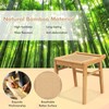 CHARMAID Vanity Stool, Bamboo Ottoman Foot Rest with Rattan Seat,