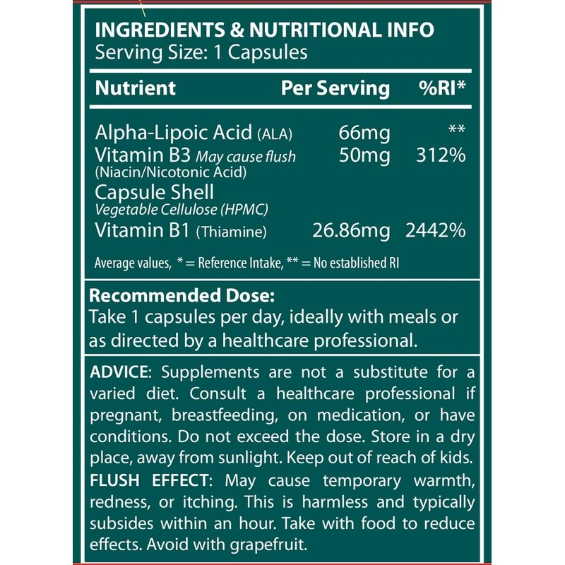 Niacin Vitamin B3 Complex, with Flush Effect, 120 Premium Capsules,