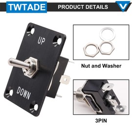 TWTADE Boat Trim Switch Momentary Rocker Toggle Switches 3 Pin 3 Position (ON)/Off/(ON) Up Down Switch with Panel, Waterproof Cap and Wire for Boat Marine RV 12V 15A