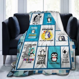 Cute Penguin Throw Blanket Penguin Decor Animal Throw Blanket Penguin Gifts for Girls Boys Kids Lightweight Flannel Throw Blanket Soft Cozy Throw Sofa Bed Blanket for Kids Adults Women Lover 40"X50"