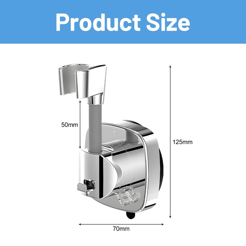 Shower Head Holder, No Drilling, Suction Cup, 120° Adjustable Shower