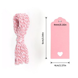 G2PLUS 100PCS Kraft Paper Gift Tags Hollow Heart Wedding Favor Tags with Twine for Mother's Day, Valentine's Day, Birthday Gift Wrap, Baby Shower Favors, DIY Craft Homemade Gifts (Pink)