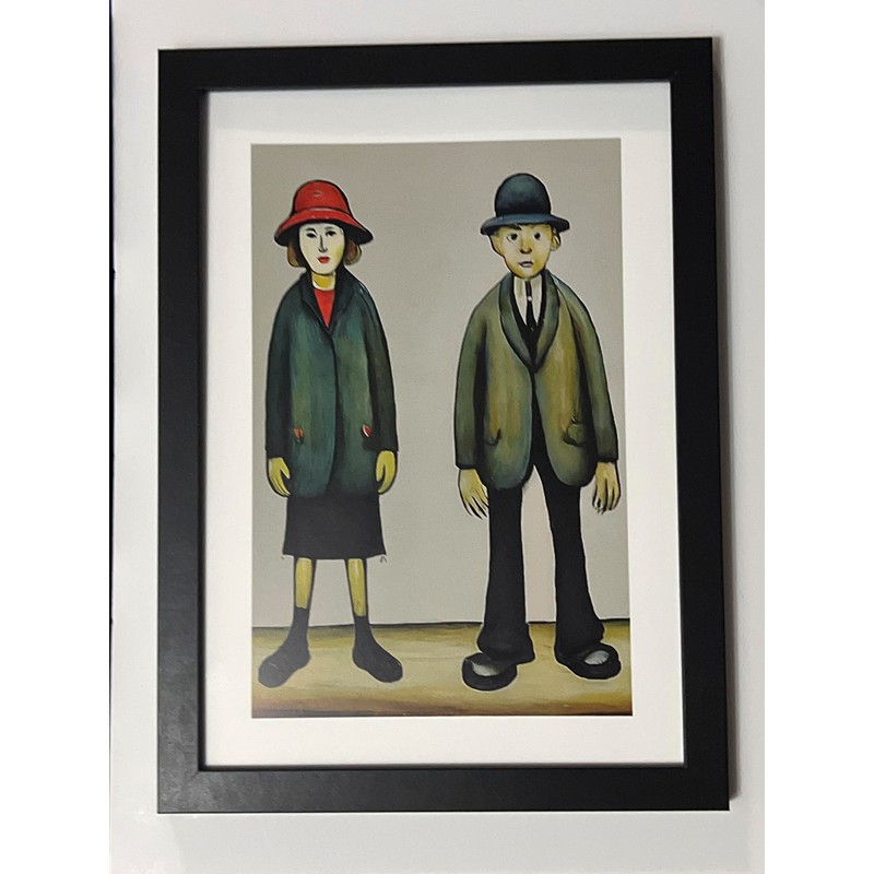 Greetingles Lowry-Style 12"/31cm Square Framed Print. Beautiful Black Ash Frame