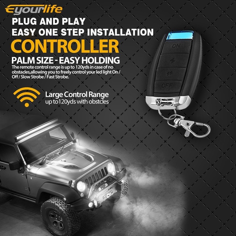 Eyourlife LED Light Bar Wiring Harness Wireless Strobe Cable Set