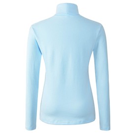 HieasyFit Women's Cotton Turtleneck Top Basic Layering Thermal Underwear(Light Blue M)