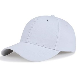 QOHNK Big Head Hat Tactical Shooting Sports Fishing Baseball Cap Outdoor Hunting Jungle Hats for Large Heads (Pure Version Cap-White, Plus 23.2-25.6 inches (59-65cm))
