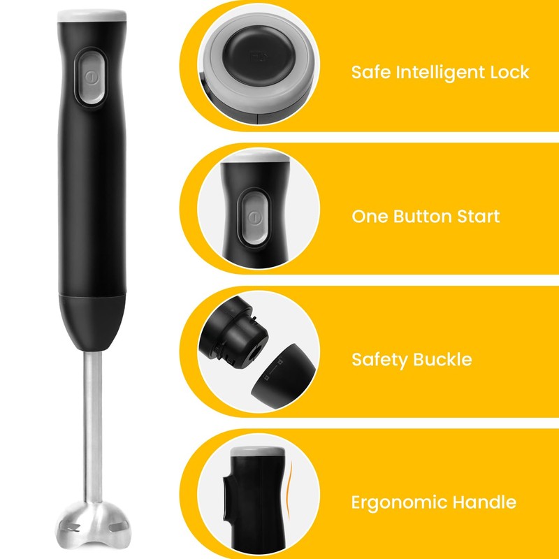 TUMIDY Cordless Immersion Blender with Egg Whisk and Chopper, Rechargeable