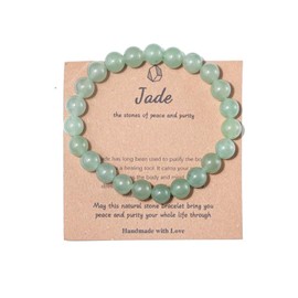DATOA Stress Relief Anxiety Yoga Bracelet Healing Crystal Stone Mantra Bracelets for Women Men Natural Beaded birthday Gifts Inspirational Jewelry Gift - Jade