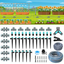 230FT Drip Irrigation System Kit with Quick-Connect System, Repeatable Assembly PE Hose, Y-Type Distribution Tubing, Three Adjustable Nozzle Types, Upgrades Watering System for Outdoor Plants