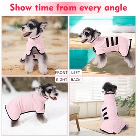 Poseca Dog Bathrobe, Super Absorbent Drying Coat, Robe Towel with Adjustable Collar and Waist, Fast Drying to Keep Dog Warm After Bath Beach Pool