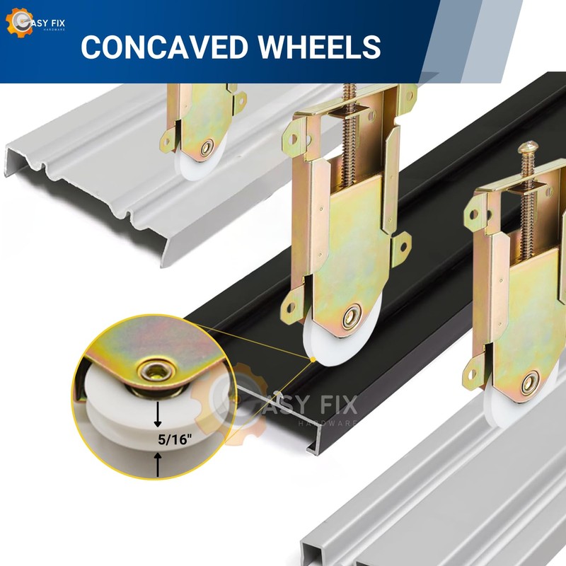 Easy Fix Hardware Concave Mirror Closet Wardrobe Bottom Roller Assembly