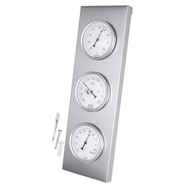 Youshiko 3 in 1 Weather Station for Indoor and Outdoor Use, Barometer Thermometer Hygrometer, Stainless Steel (Frame Size: 30 x 10 cm)