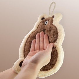 Super Absorbent Coral Fleece Hand Towels – Quick Dry Hanging Hand Towels for Kitchen & Bathroom – Cute Cartoon Embroidered Towels with Loop – 3PCS Soft Washcloths Alphabet Bear Design