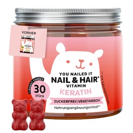 You Nailed It - Keratin & Biotin - Hair Growth - Nails & Hair Gummies - Keratin, Vitamin C, E, Biotin, Zinc, Selenium and Copper 30 Pieces (1 Month) - Sugar Free & Vegetarian - Bears with Benefits