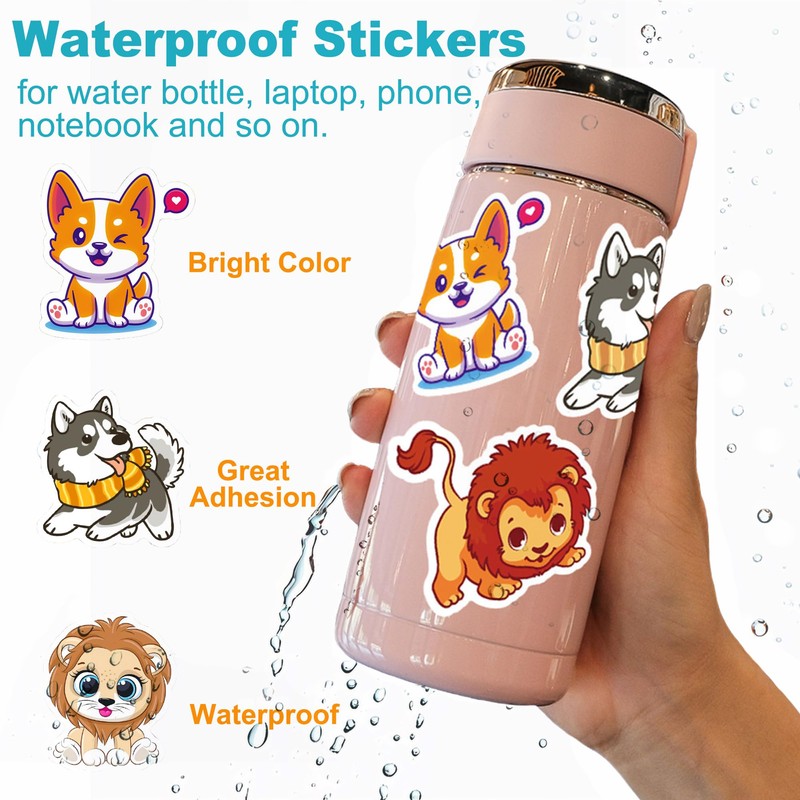Cute Animal Stickers Water Bottle