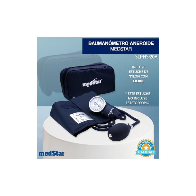 MEDSTAR | Esfigmomanómetro Aneroide de Aluminio para Adulto (Azul)