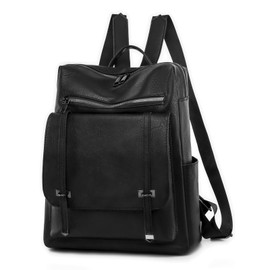 UBAYMAX Womens Leather Backpack, Small Black Ladies Leather Backpack Rucksack, Fashion Girls Waterproof 13.3 inch Backpack Bag for Woman Daypack Travel Back Pack Purse with Water Bottle Holder