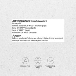 Vitanica Yeast Arrest, Homeopathic Vaginal Suppositories, for Yeast Infection Symptoms, Relieves Burning, Itching & Discharge, with Boric Acid, Tea Tree Oil & Probiotics, Vegan (Yeast Arrest, 14)