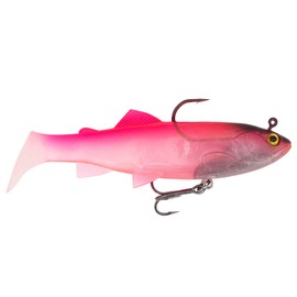 FISHN Trousive Pike Bait, 12 cm, 38 g, Rubber Fish, Soft Bait with Jig Head Hook and Treble Hook and Removable Soundbar/Rattle - Bait for Pike Fishing (Purple Star)