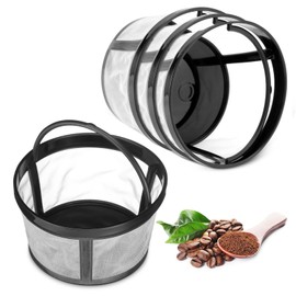 Maxdot 4 Packs Reusable Coffee Filters Replacement 4-5 Cup, Safety Nylon Mesh 2.8 x 3.1 x 2 in with Handle Reusable Filters for Mr. Coffee Makers Fits Most Coffeemakers and Brewers Universal