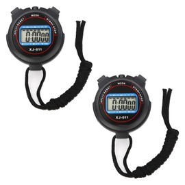 Aninako Stopwatch Sports Intermittent Training Timer Outdoor Particle Stopwatch Countdown Timer Single Coil Segmentation Stopwatch 12/24H Clock, Large Split Screen Timer Alarm Clock with Calendar