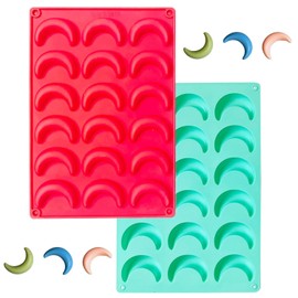 2 Stück Vanillekipferl Backform Silikon 18 Mulden Vanillekipferl Ausstecher Vanillekipferl Form Multifunktionale Silikonformen Vanillekipferl-Backblech für Schokolade Pralinen Kekse Süßigkeiten Kuchen