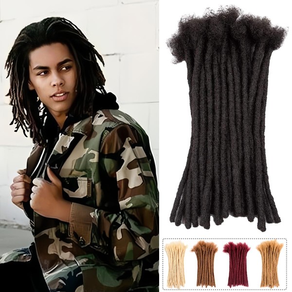 Teresa 10 Inch 0.8cm Width Loc Extension Human Hair Natural Black 70 Strands Full Hand-made Permanent Locs Extensions Can Be Dyed and Bleached for Men/Women/Kids Real Dreadlock Extensions Human Hair