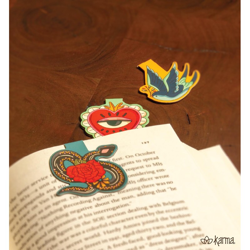 Karma, Magnetic Bookmarks Set of 3, Cute Bookmarks for Women,