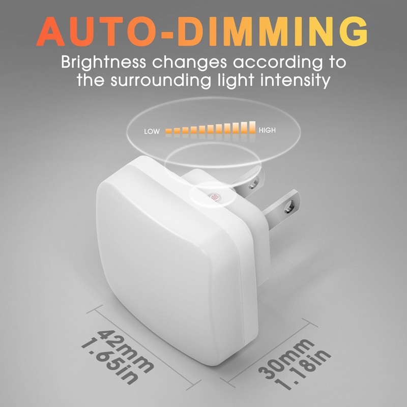 Amber Night Lights Plug into Wall, Nightlights With Light Sensor