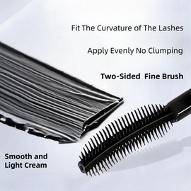 Waterproof Mascara with Multi-function Two-Sided Fine Brush, No Clumping, Thick, Lengthening and No Smudge, Long-Lasting, For All Lashes, Black Mascara