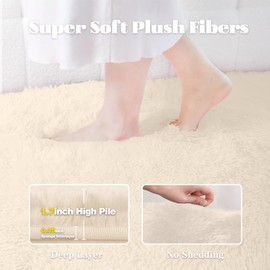 6x9 Area Rug for Living Room: Fluffy Shag Soft Washable Rugs Large Fuzzy Plush Indoor Carpet for Bedroom Nursery Playroom Kids Girls Boys Room (Cream White, 6'x9')