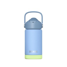 IFLASK 12oz Kids Water Bottle with Straw Lid | 100% Leak Proof | Insulated Stainless Steel Double Walled Thermos | BPA and Sweat free | Hot & Cold (Sky Blue)