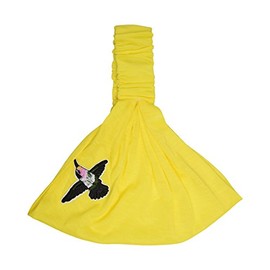 Yellow Cotton Headwrap with Hummingbird Applique for Women