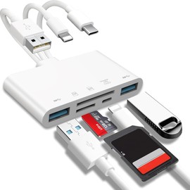 NACOOL Lector de Tarjetas de Memoria 5 en 1, Adaptador USB OTG y Lector de Tarjetas SD, Adecuado para Lector de Tarjetas de Memoria de cámara SDTF de Tableta de teléfono móvil Tipo C de Apple.