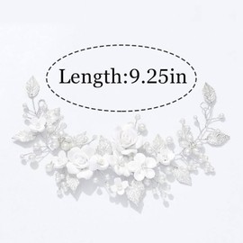 Poraceous Bridal Hair Accessories, Silver Crystal Headband, Flower Leaf Headpiece, Wedding Hair Accessories for Bride, Hair Tendrils for Wedding Bridesmaids Women Girls Flower Girl (Silver)